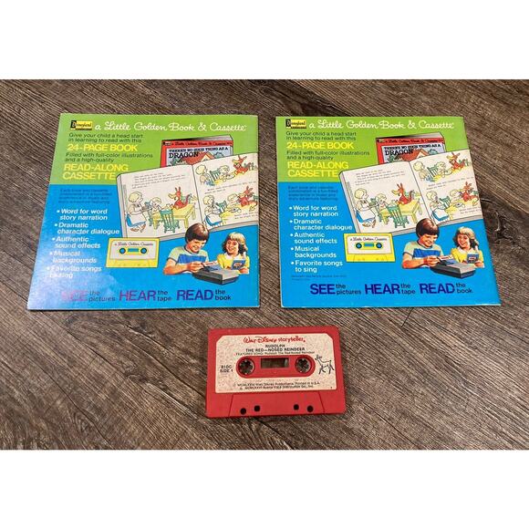 Vintage Walt Disney Storyteller Little Golden Book Cassette Rudolph Frosty 1976 - Picture 2 of 9